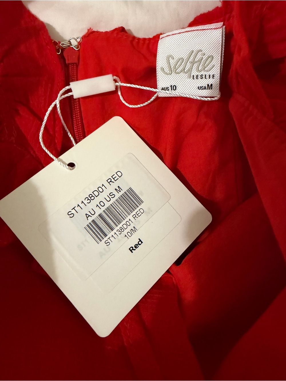 Selfie Leslie Ruffle Mini Dress Strapless Red Size M NWT NEW - Picture 10 of 11